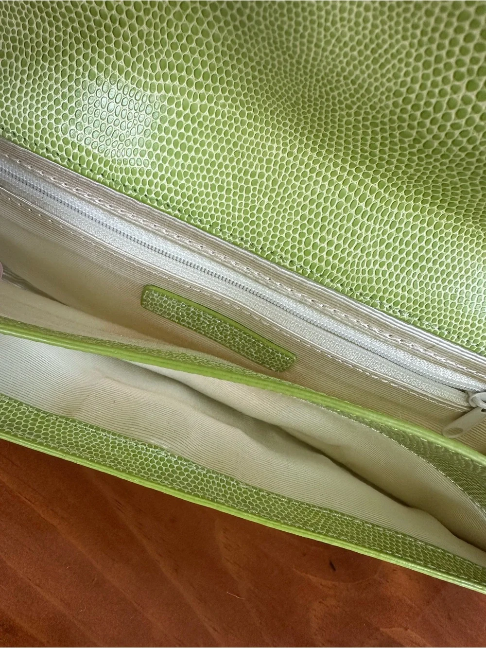 Fornash Lizard Embossed Lime Green Clutch